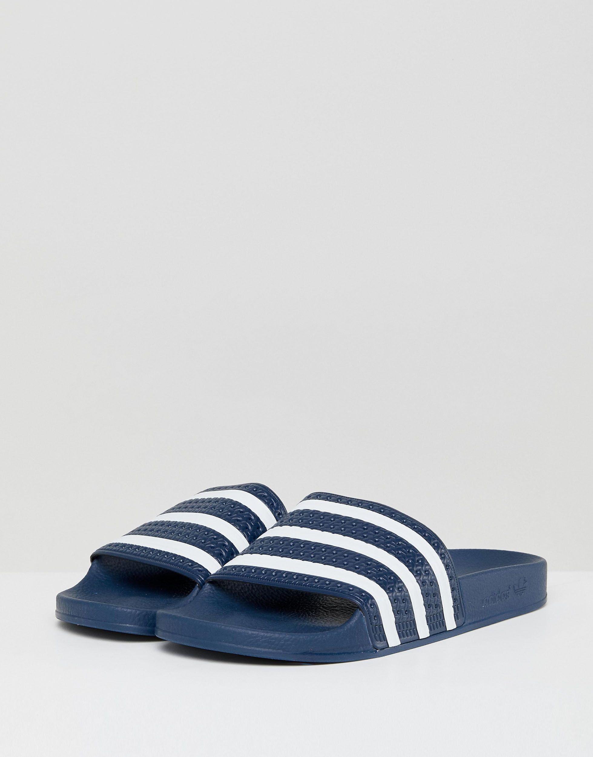 adidas navy blue sliders