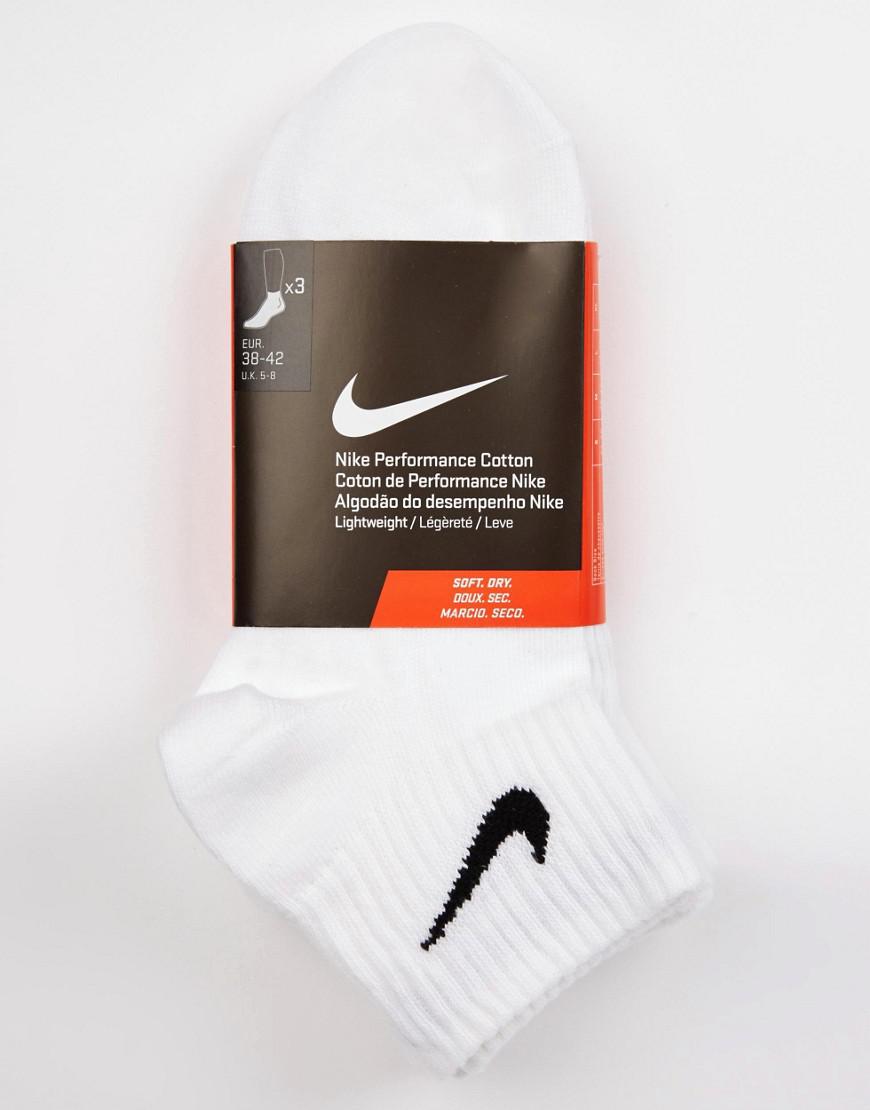 Nike Cotton 3 Pack Socks In Quarter Length Sx4706101 in White for Men