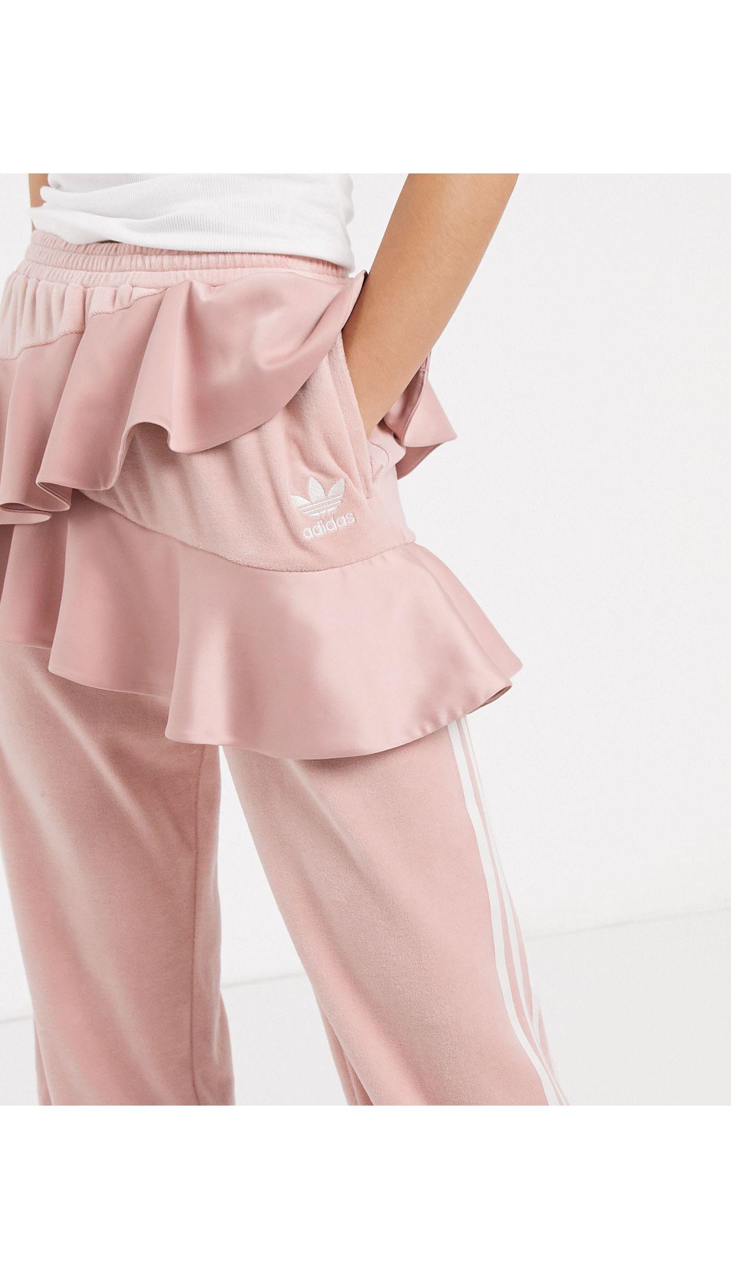 adidas Originals Synthetic X J Koo Velour Trefoil Ruffle Track Pant in Pink  - Lyst