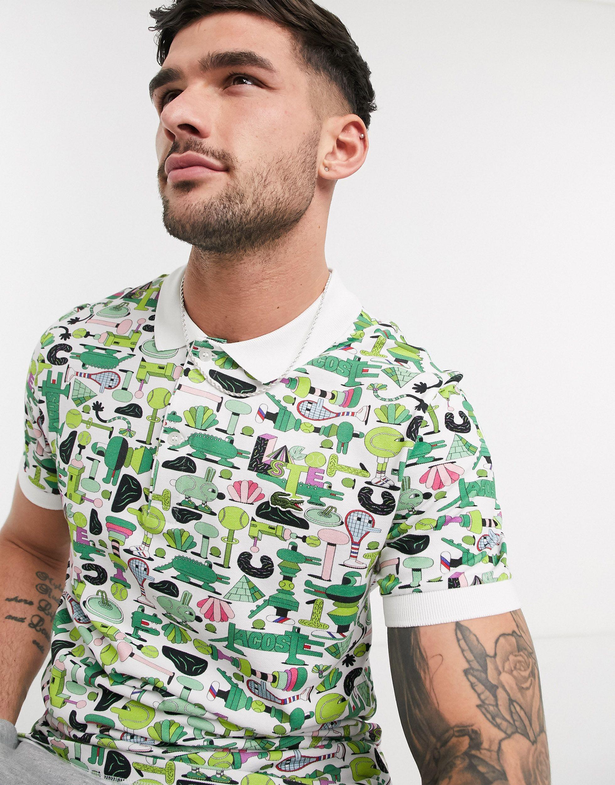 X Jeremyville Polo imprim en piqu Lacoste pour homme en