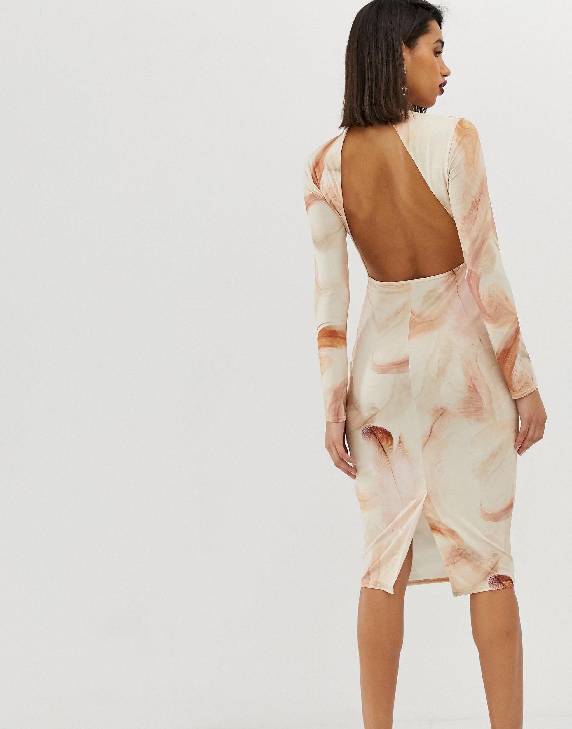 printed bodycon midi dress