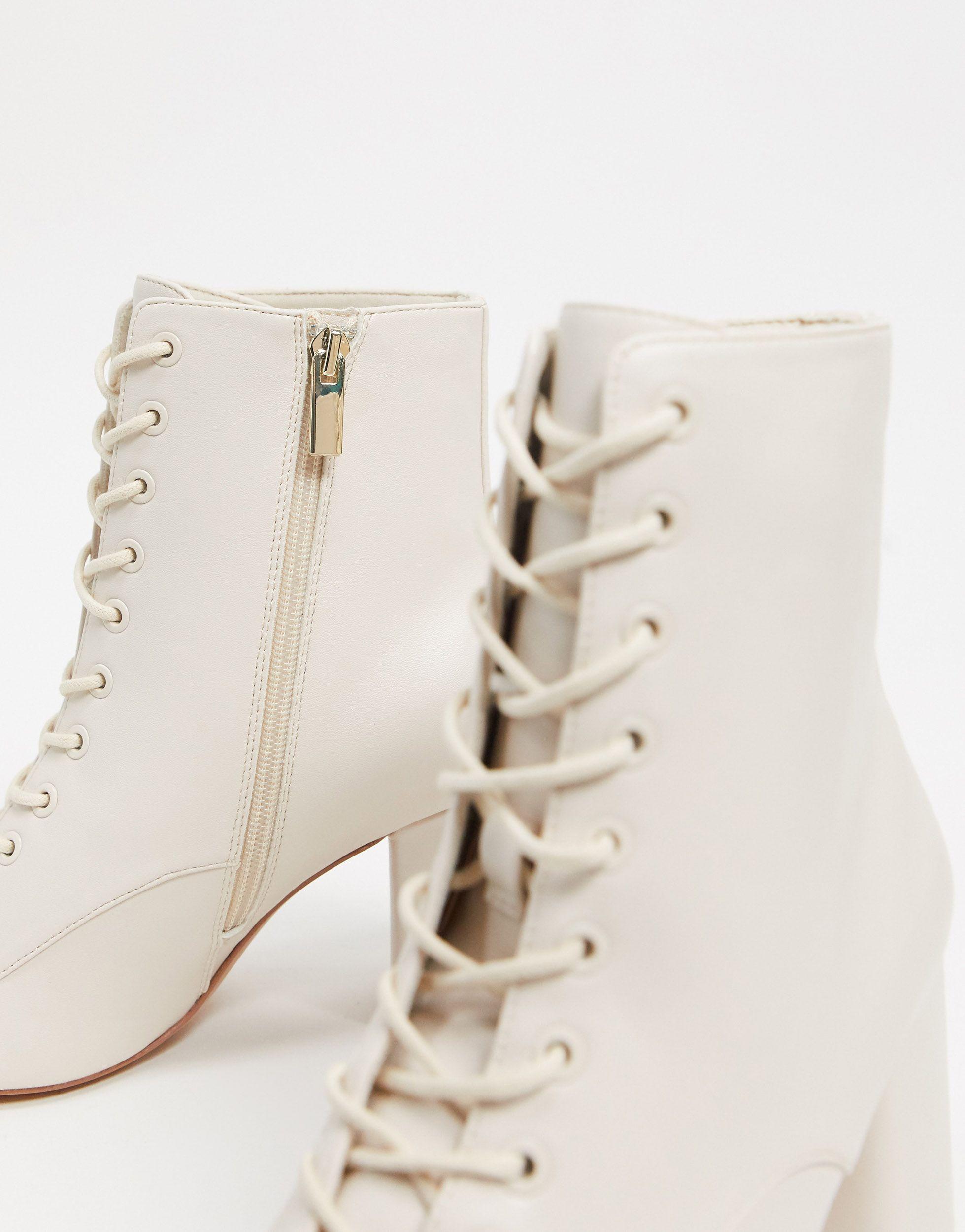 Stradivarius Lace Up Ankle Boots in White | Lyst