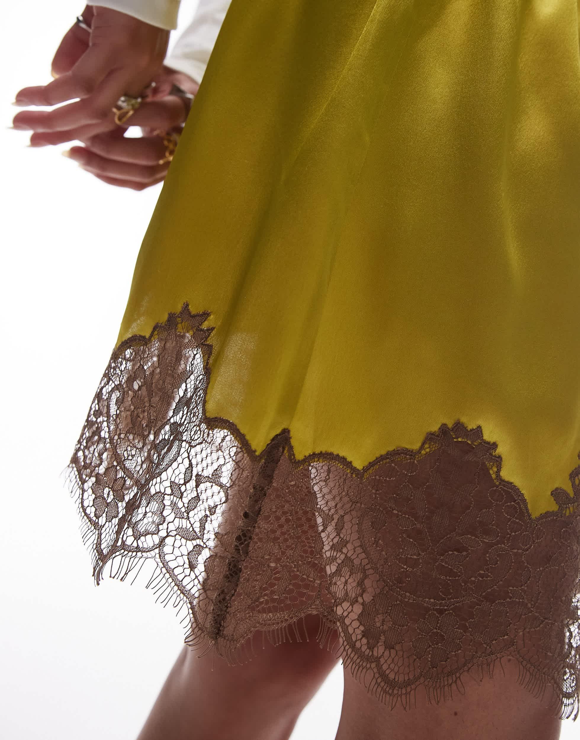 Mustard lace up skirt hot sale