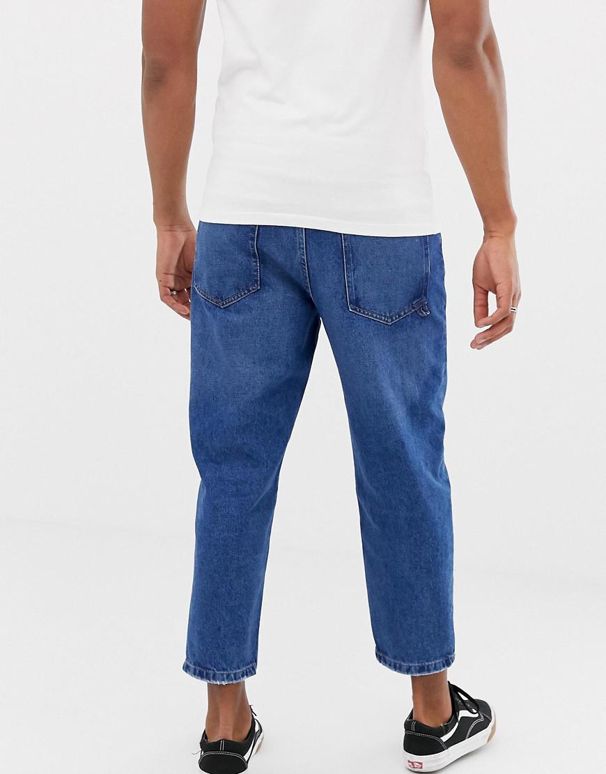 Bershka Denim Slim Dad Fit Jeans In Mid Blue for Men - Lyst