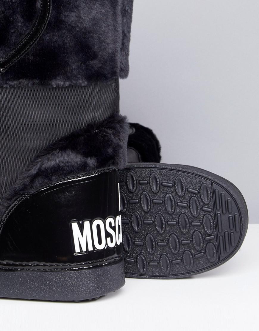 love moschino faux fur stud snow boots