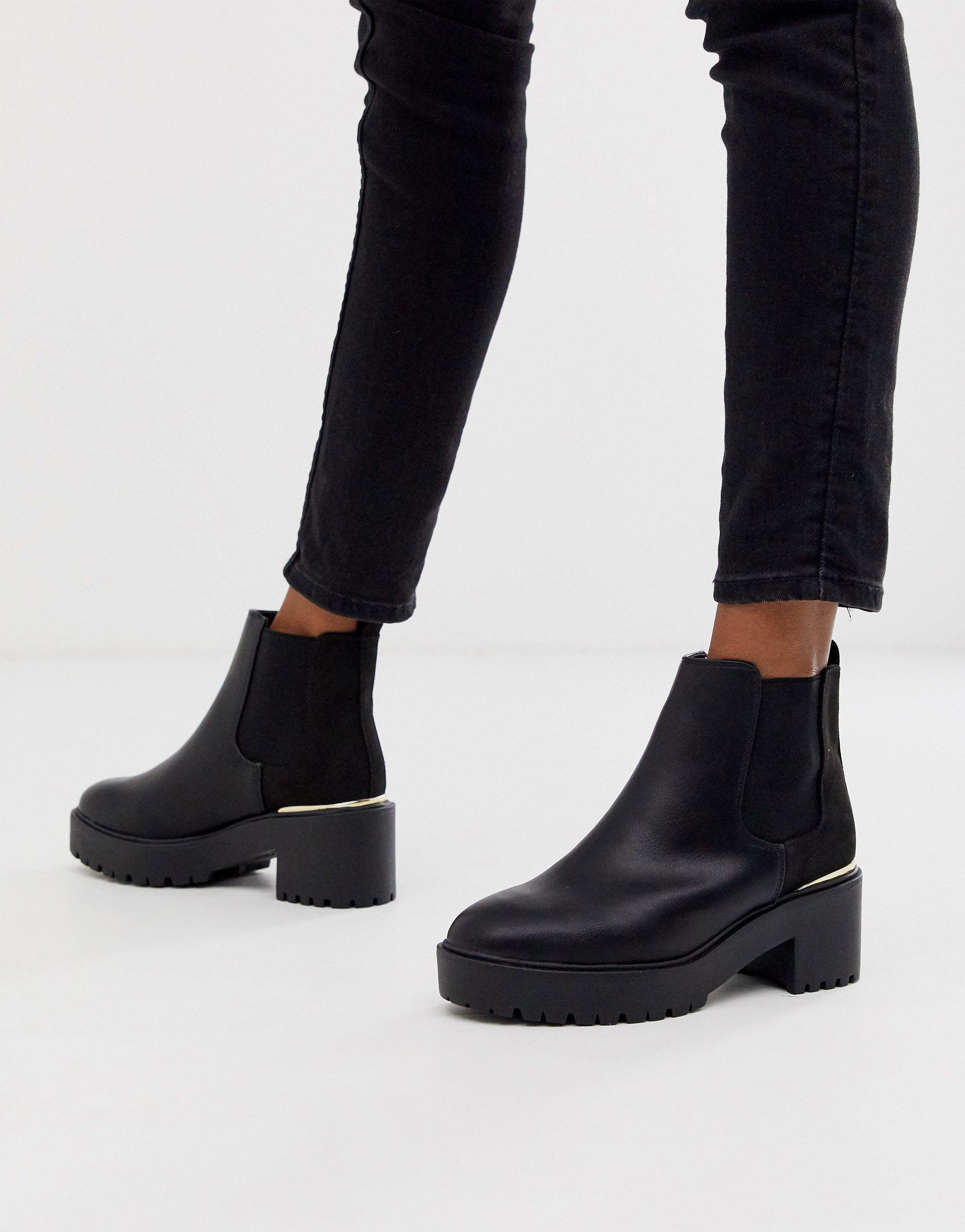 Indbildsk efterskrift Bowling New Look Metal Detail Chunky Heeled Boots in Black | Lyst
