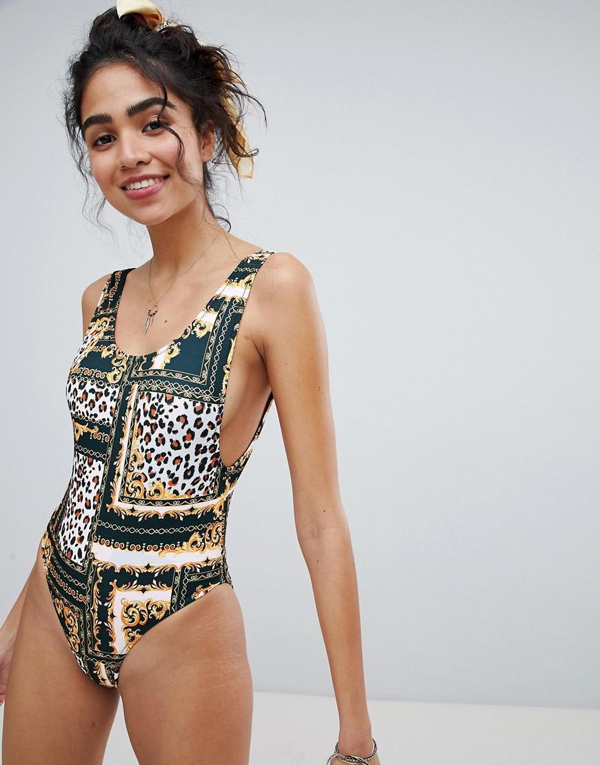 new look leopard print swimsuit