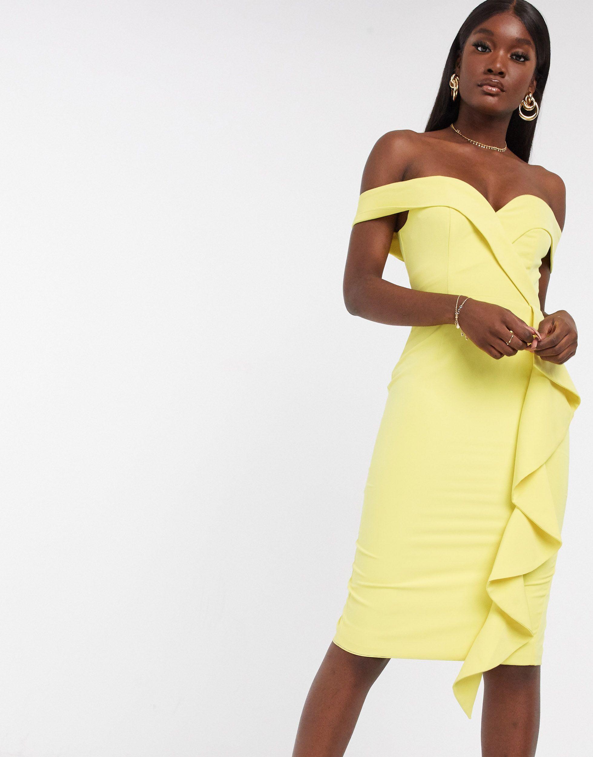bardot yellow dress
