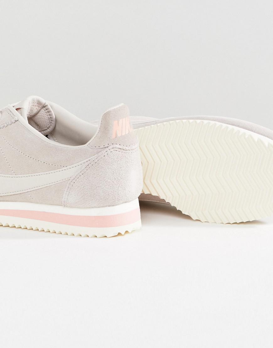 nike classic cortez trainers in sand suede