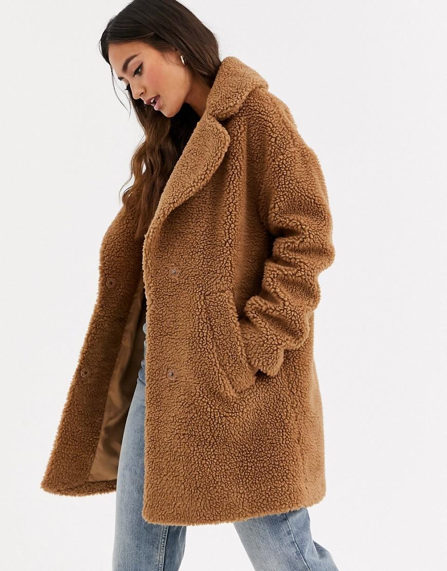 Abercrombie & Fitch Teddy Coat in Brown | Lyst