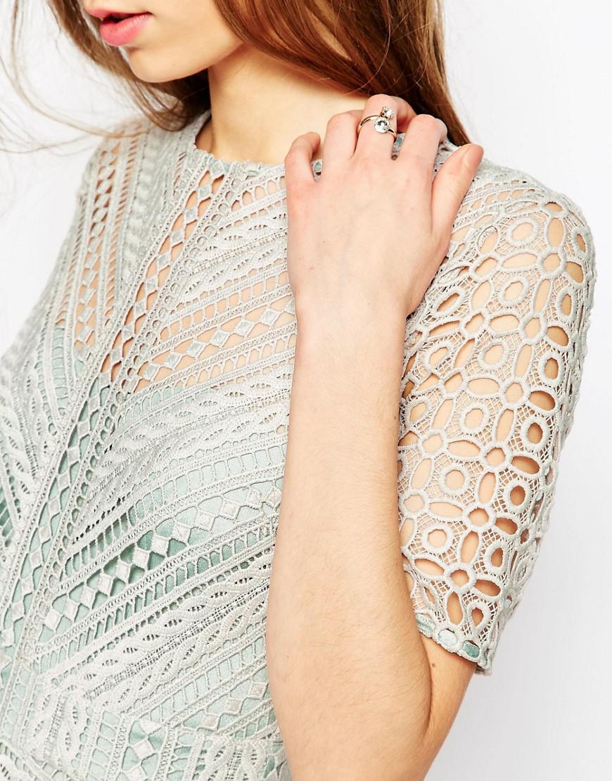 asos premium occasion lace midi dress