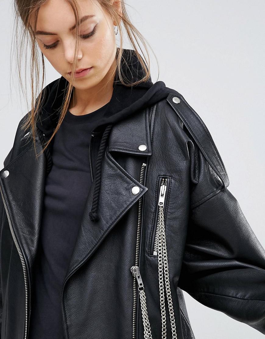 Chain Faux Leather Jacket