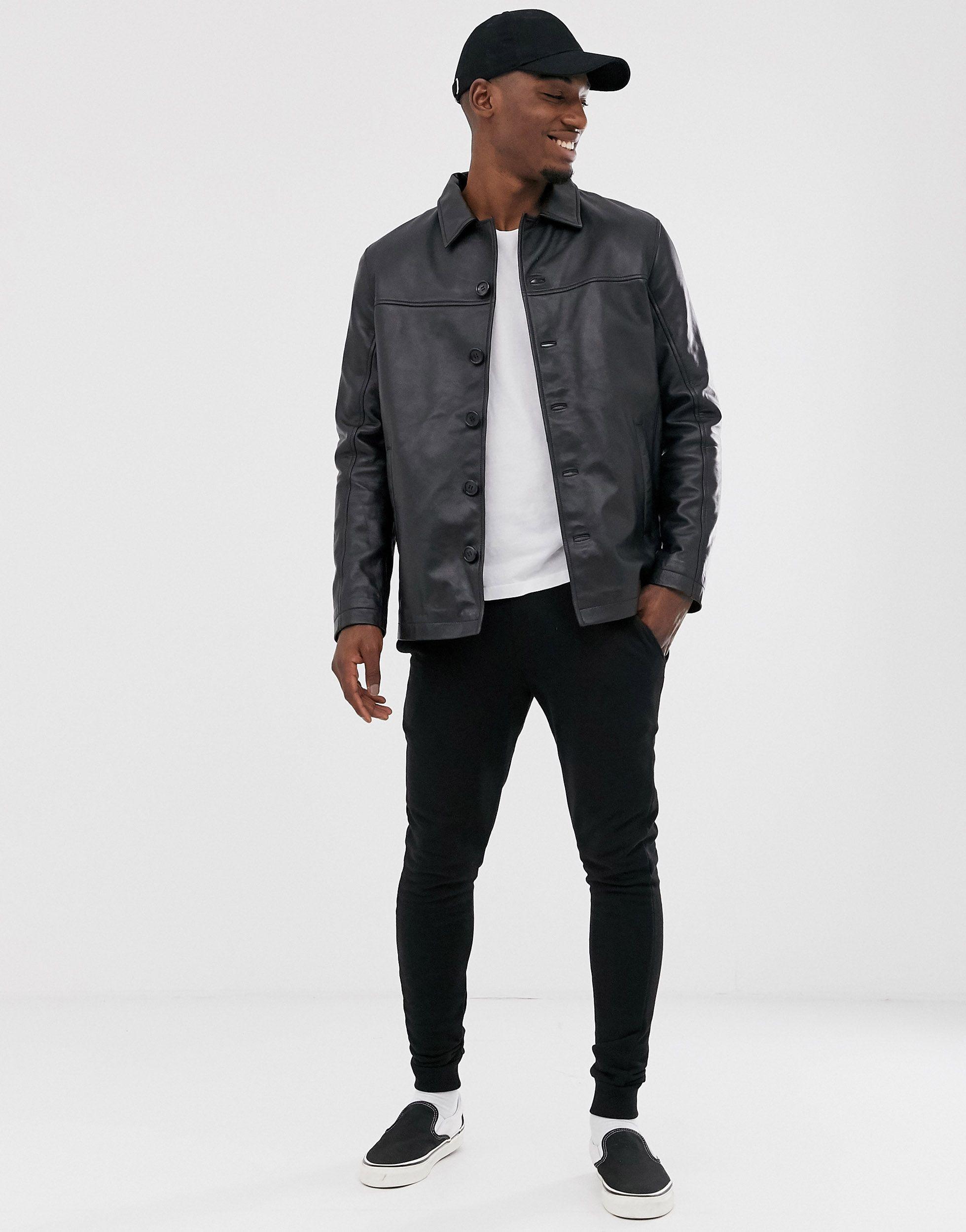 reefer leather jacket