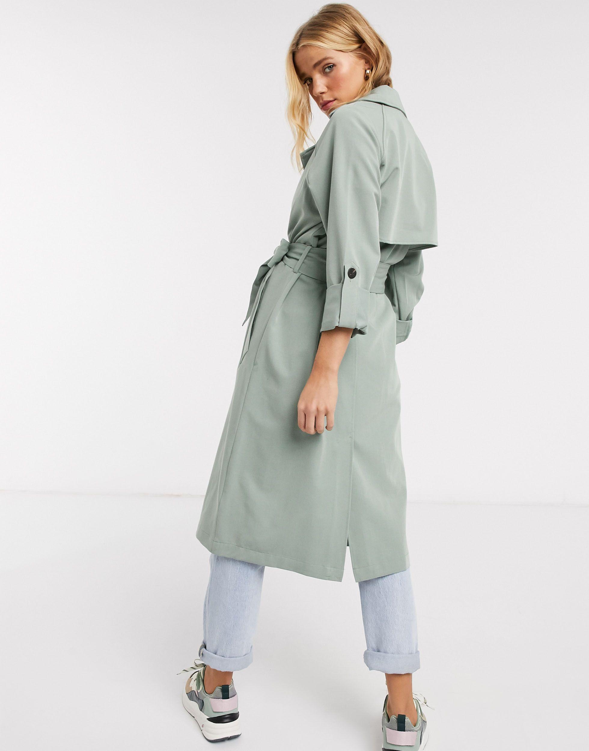Pimkie Synthetic Long Trench Coat in Green | Lyst Australia