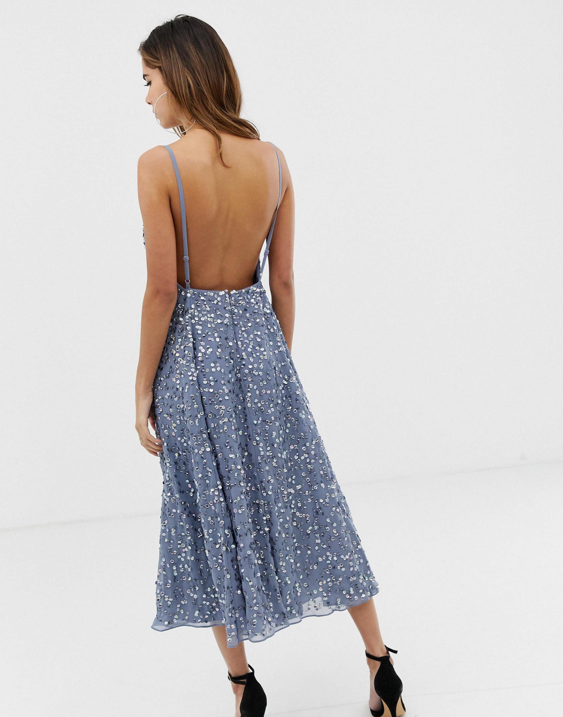 asos design delicate sequin plunge mini dress with full skirt