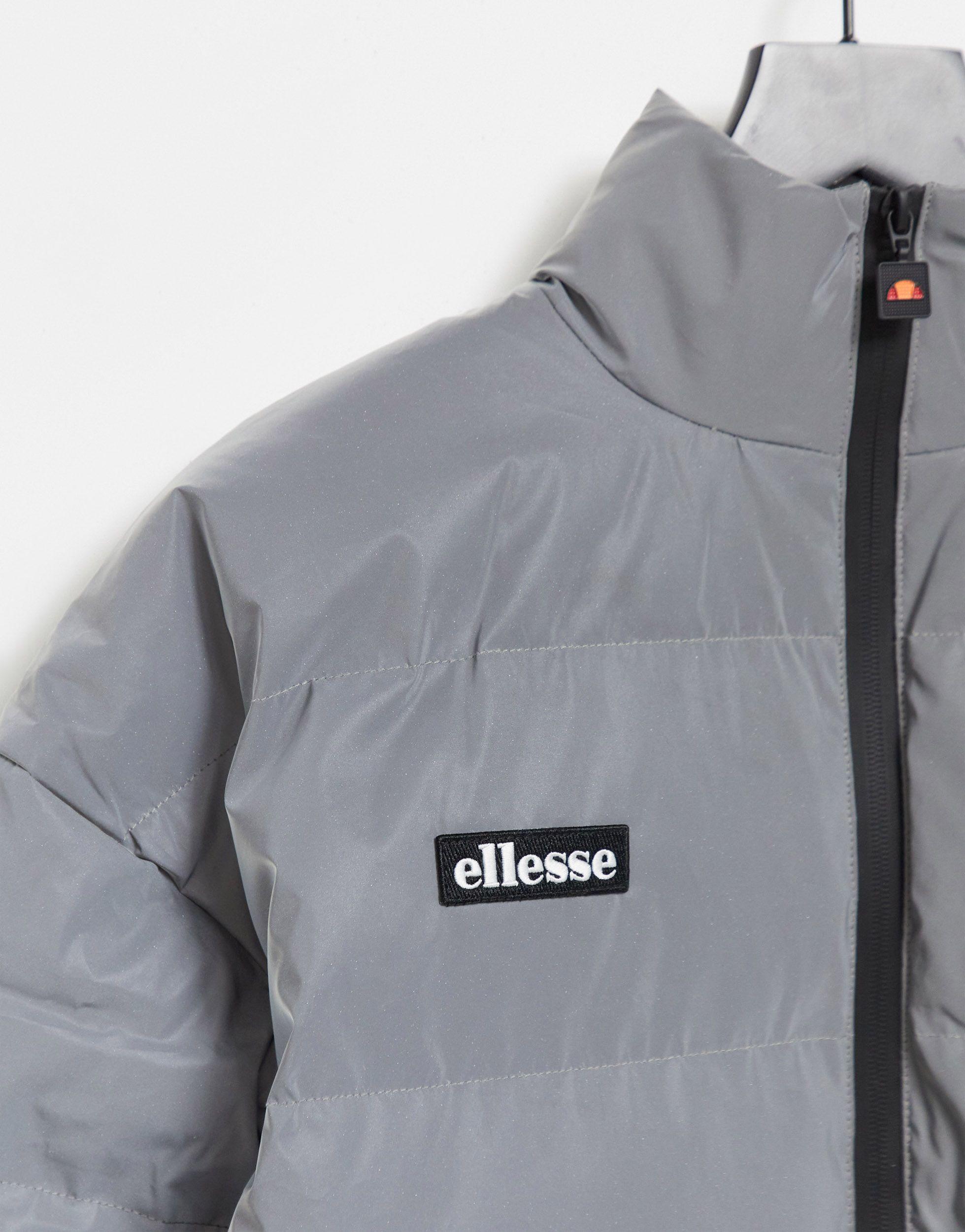 Ellesse Reflective Puffer Jacket, Quilted Pattern in Grey (Gray) - Lyst