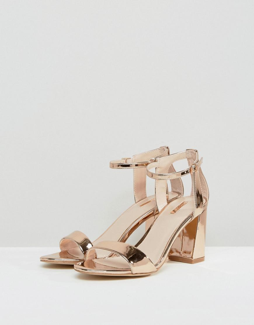 Carvela Kurt Geiger Leather Rose Gold Heeled Sandals in Metallic - Lyst