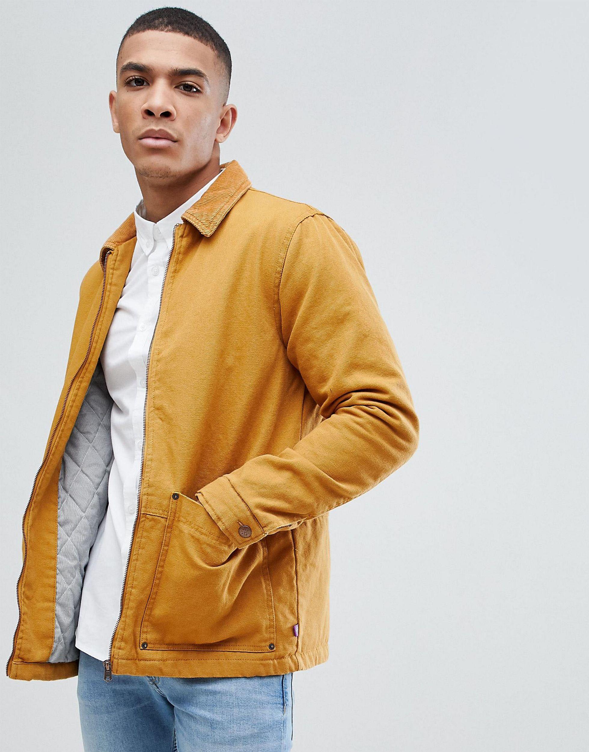 Veste avec col en velours côtelé - Jaune moutarde Pull&Bear pour homme |  Lyst