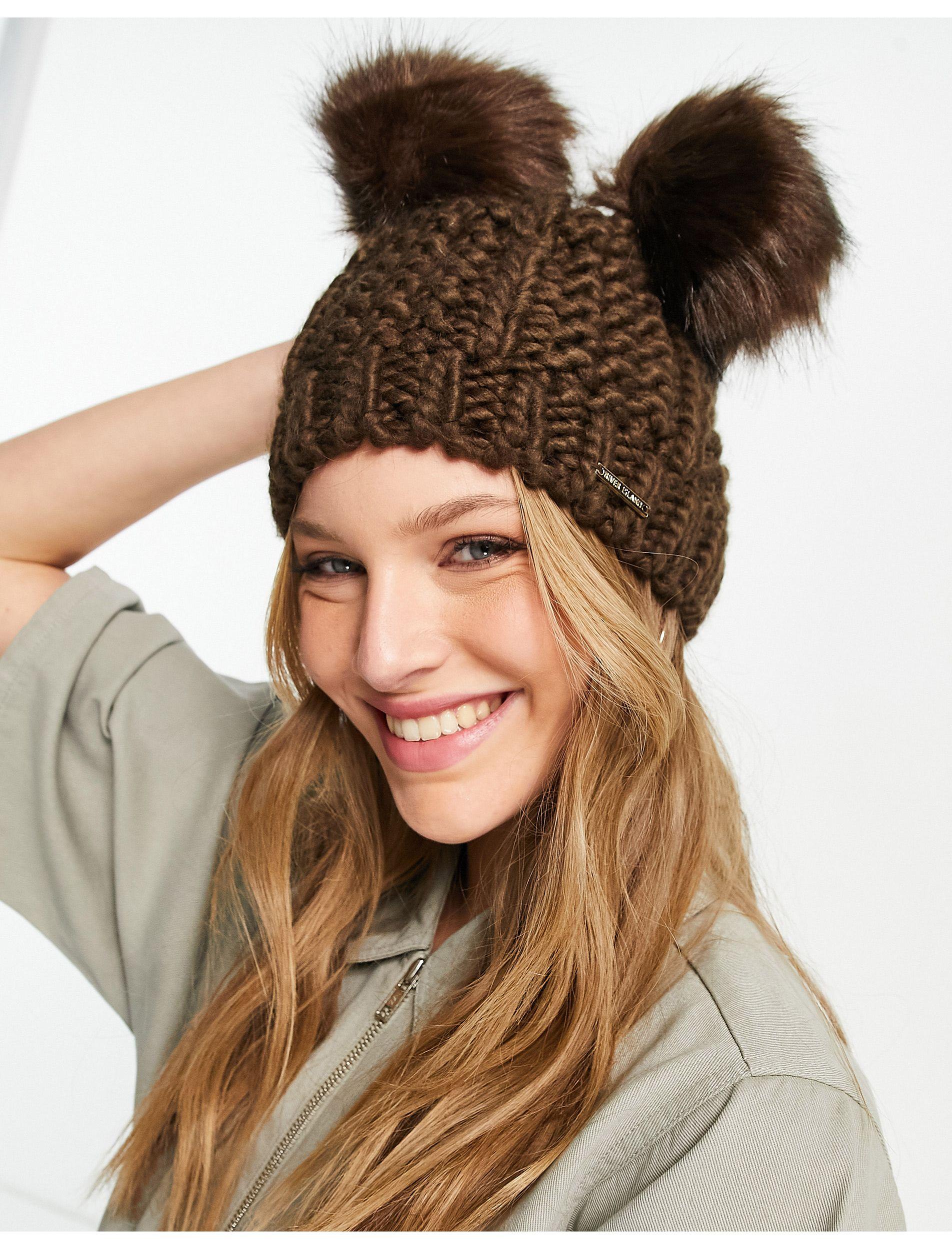 Double Pom Pom Cable Knit Beanie 