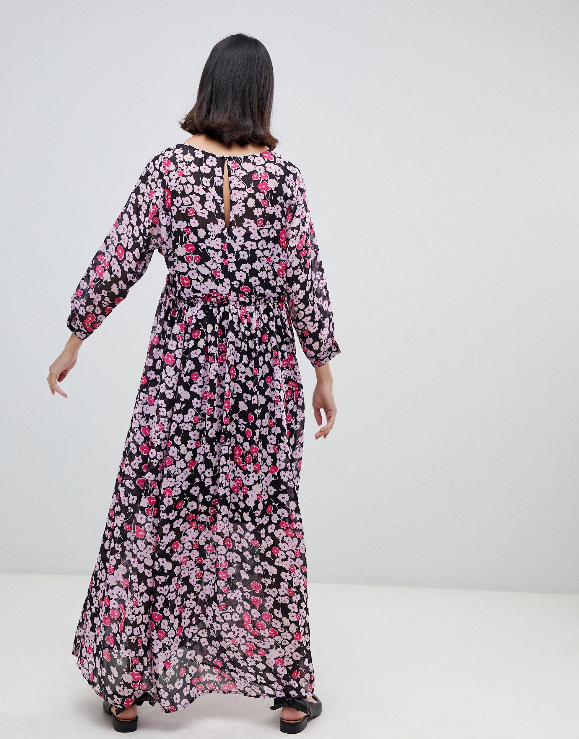 SELECTED Femme Floral Print Maxi Dress | Lyst