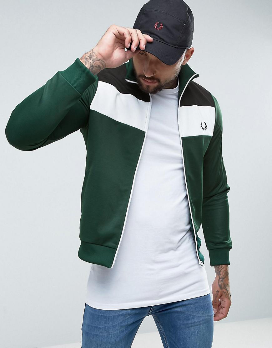 Fred Perry Synthetic Sports Authentic Colour Block Track Jacket In Green  for Men - Lyst