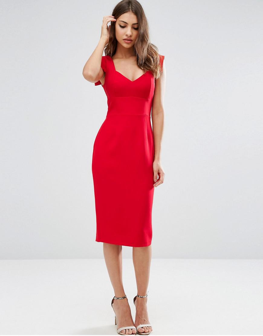 asos red pencil dress
