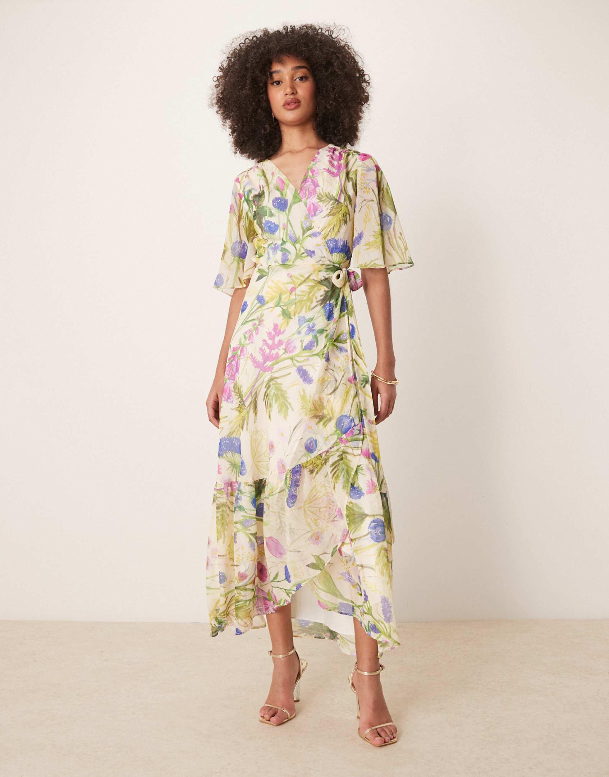 chinese dress ladies Hope & Ivy Isla Red Floral Split Maxi Dress
