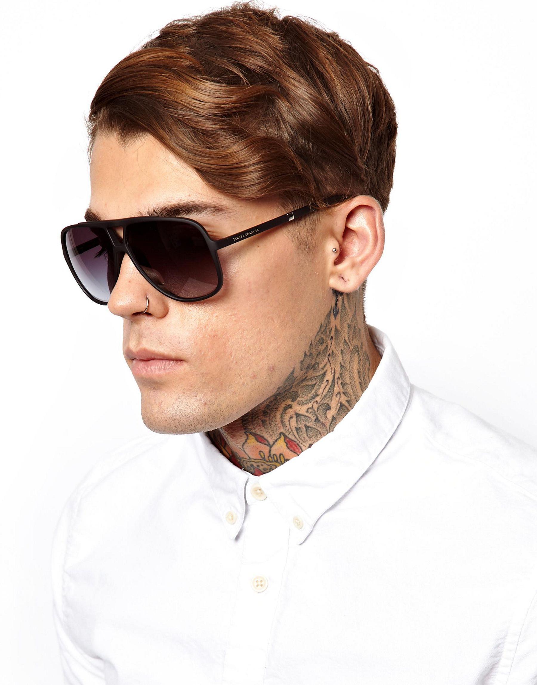 Dolce & Gabbana Aviator Sunglasses in Black for Men | Lyst
