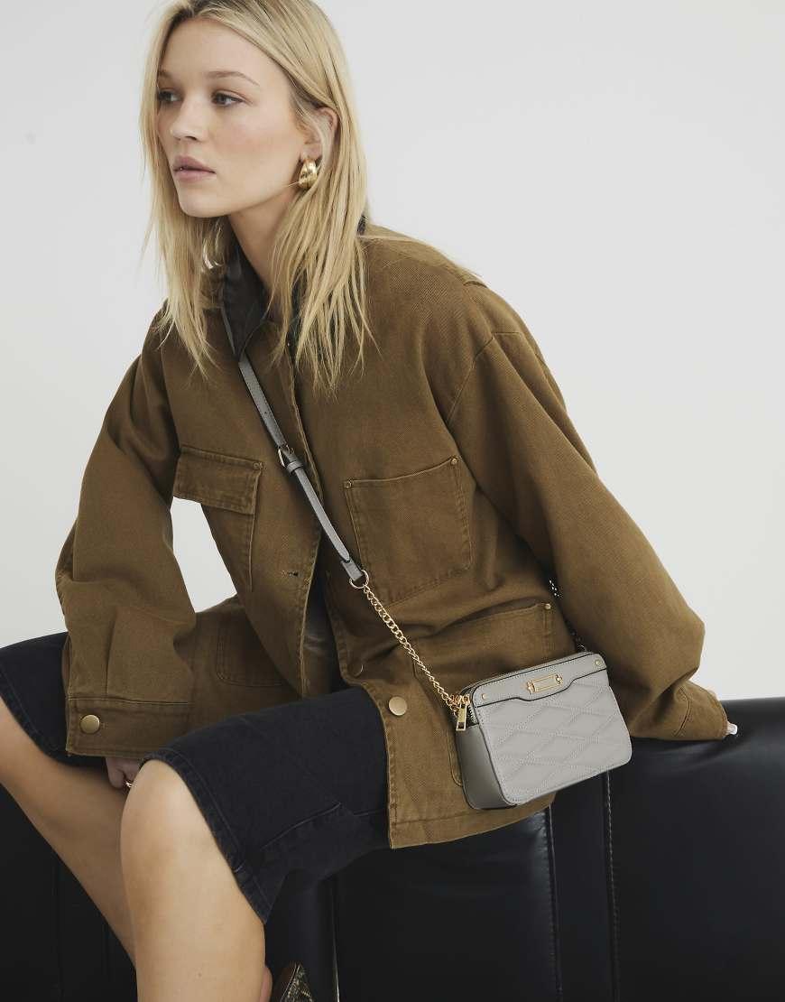 River Island Faux Leather Quilted Cross Body Bag in Brown Lyst UK