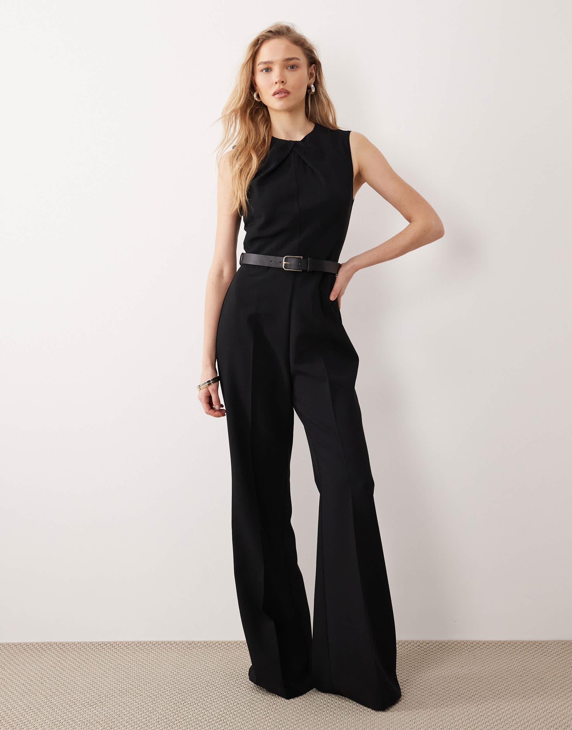 Combinaison-Pantalon Noir MANGO - Taille 36/S - 100% Polyester - NEUF Sans Étiquettes