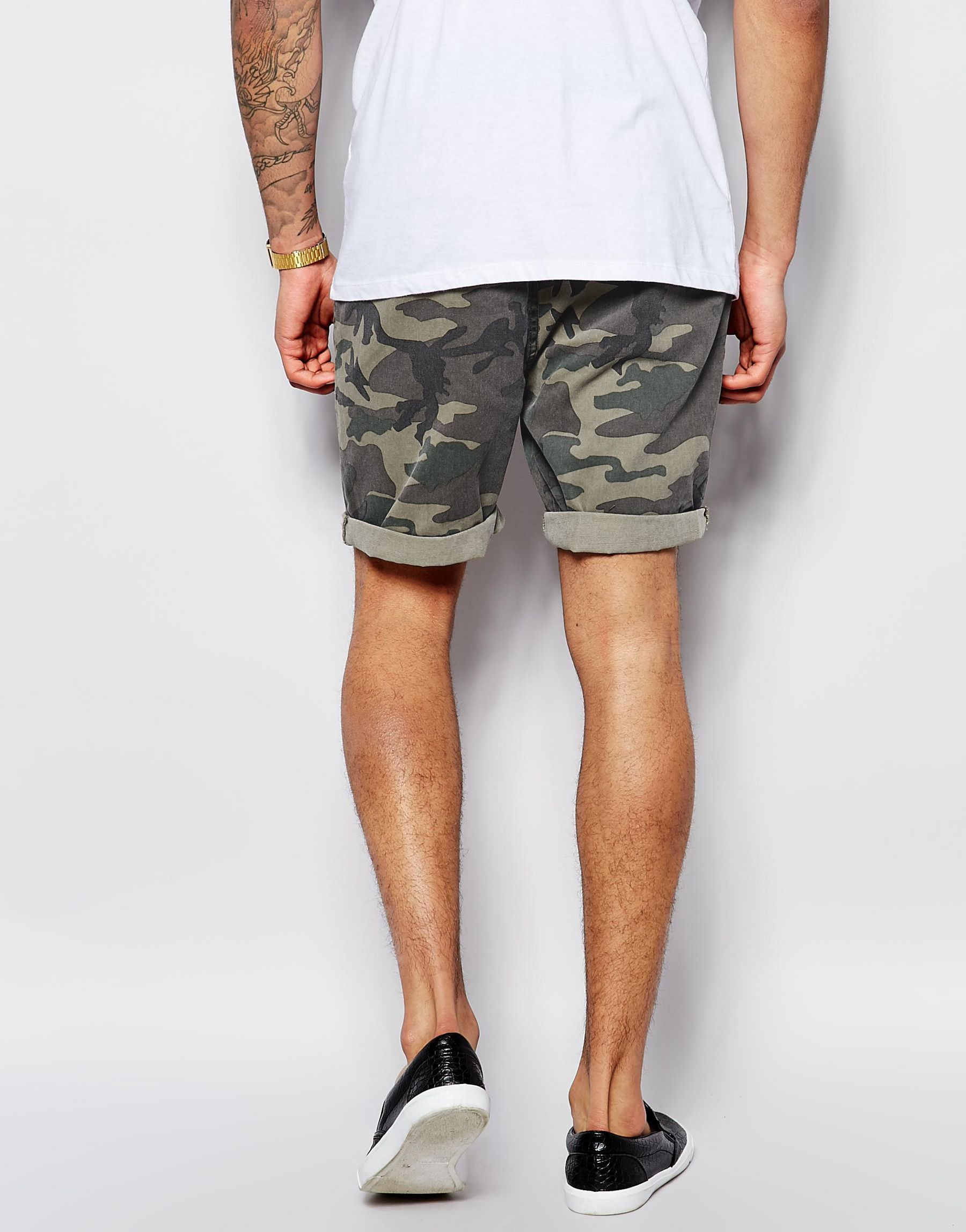 ASOS Cotton Chino Shorts With Camo Print in Khaki (Natural) for Men - Lyst