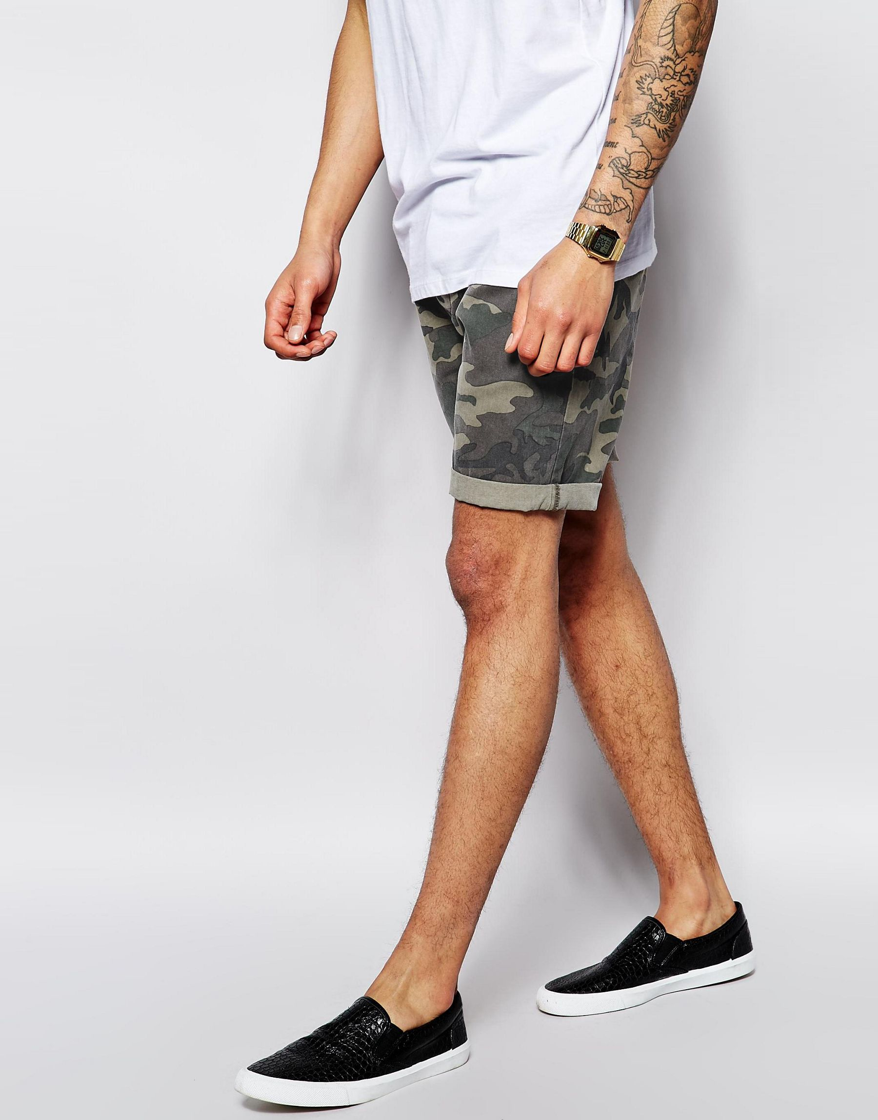ASOS Cotton Chino Shorts With Camo Print in Khaki (Natural) for Men Lyst