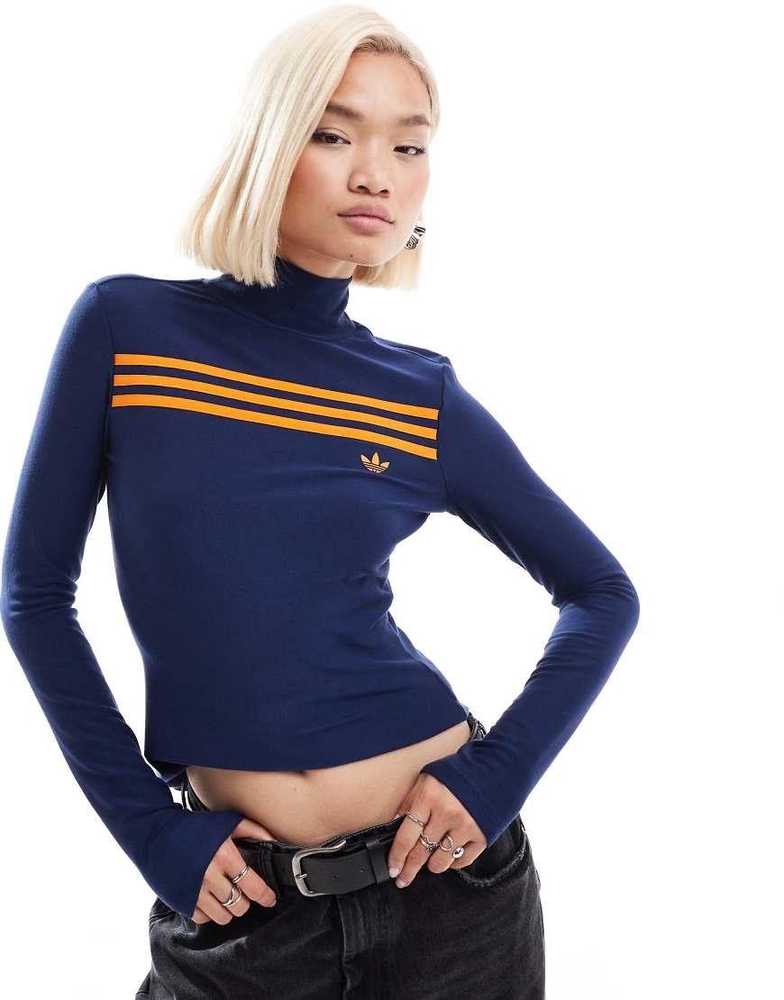 adidas Originals High Neck Long Sleeve Jumper in Blue Lyst UK