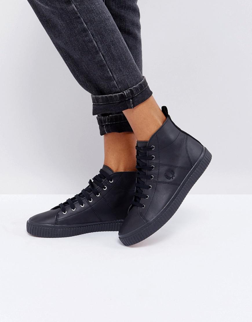 Fred Perry Leather High Top Trainer in Black - Lyst