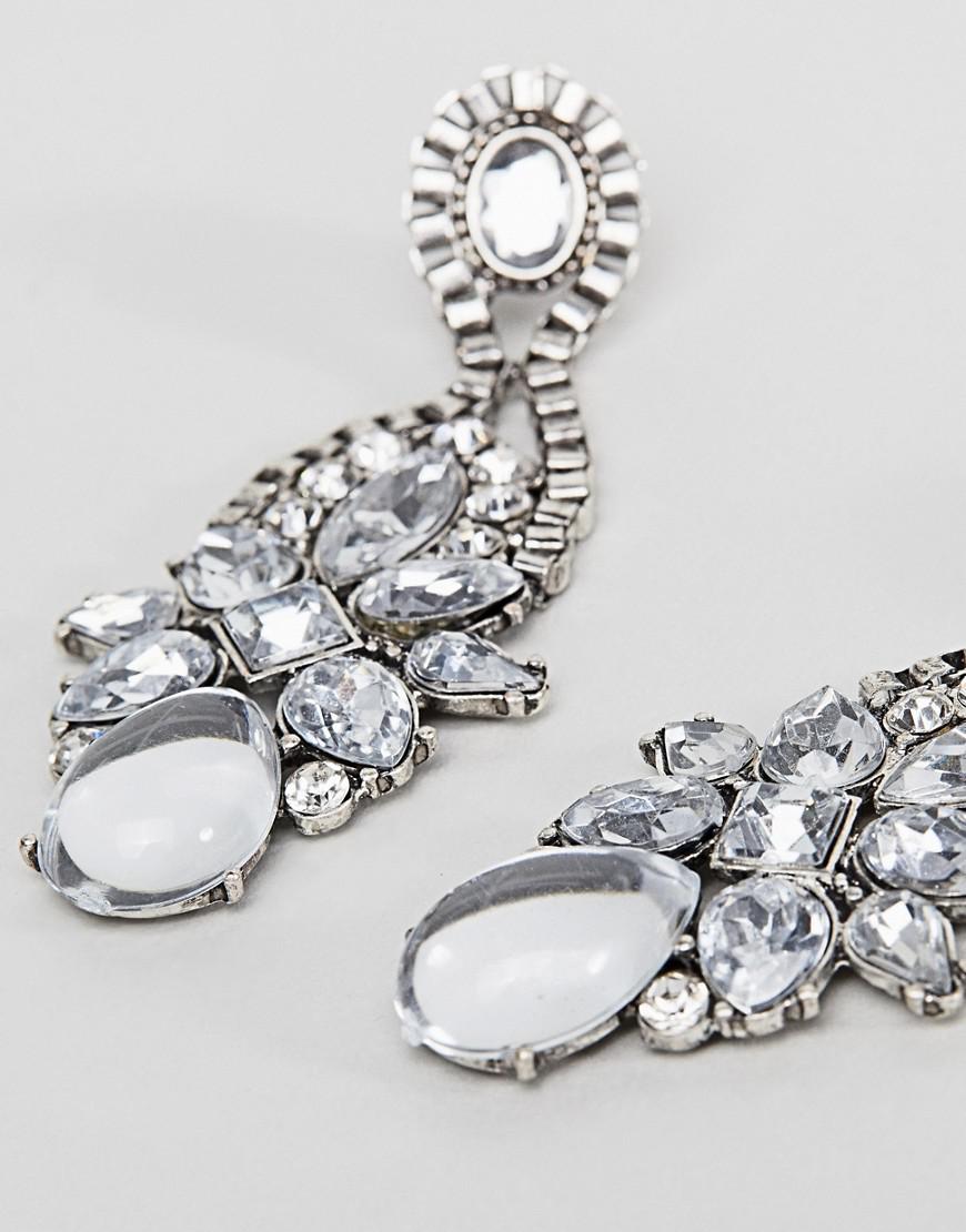 True Decadence Pewter Stone Statement Earrings () in Silver (Metallic ...