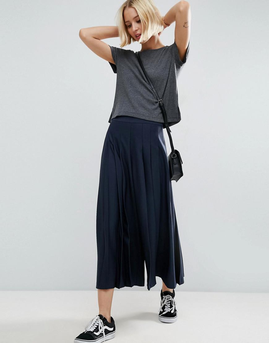 Navy wide leg culottes Clearance
