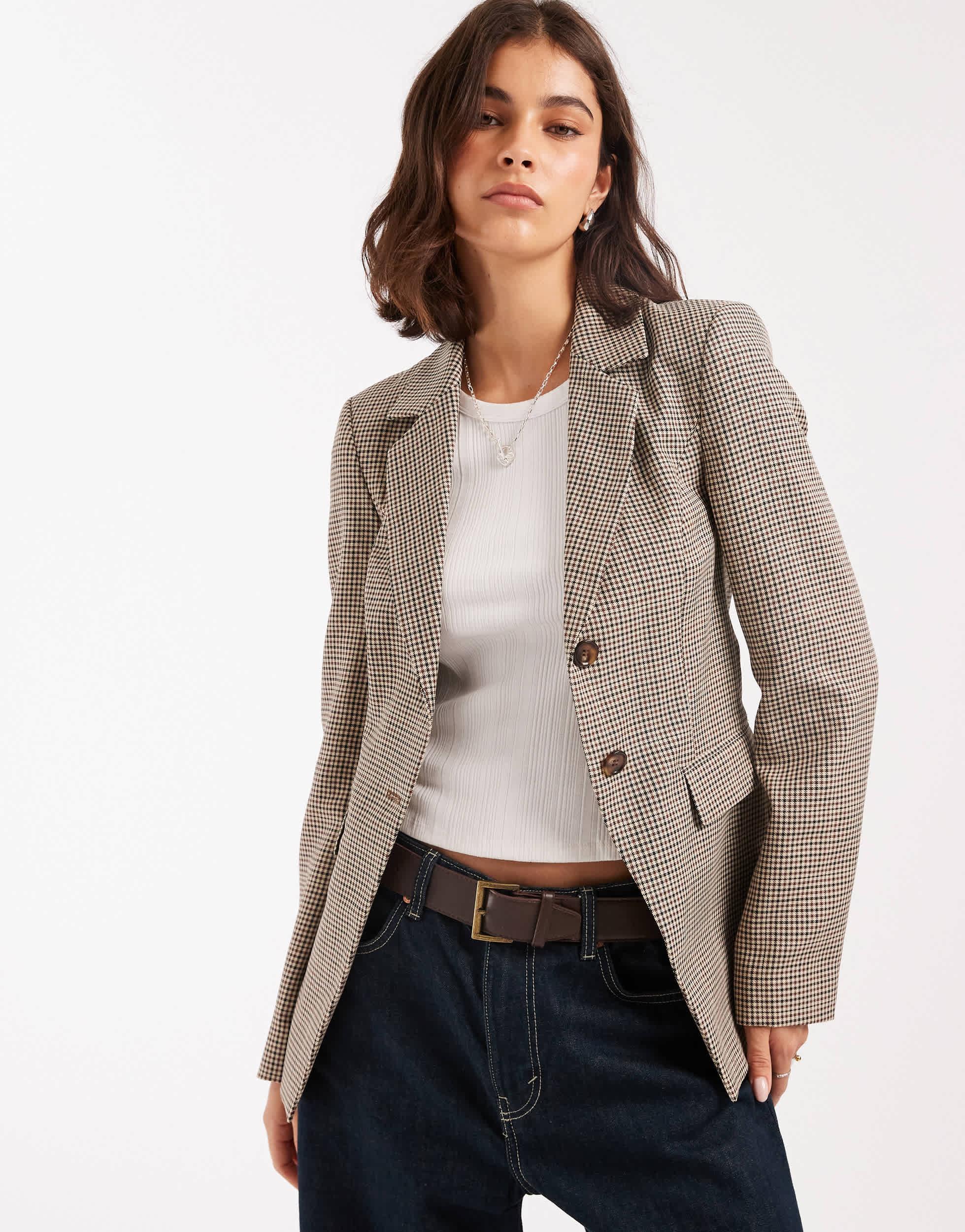 Boucle Blazer Miss Selfridge Check Blazer Womens Coats Miss