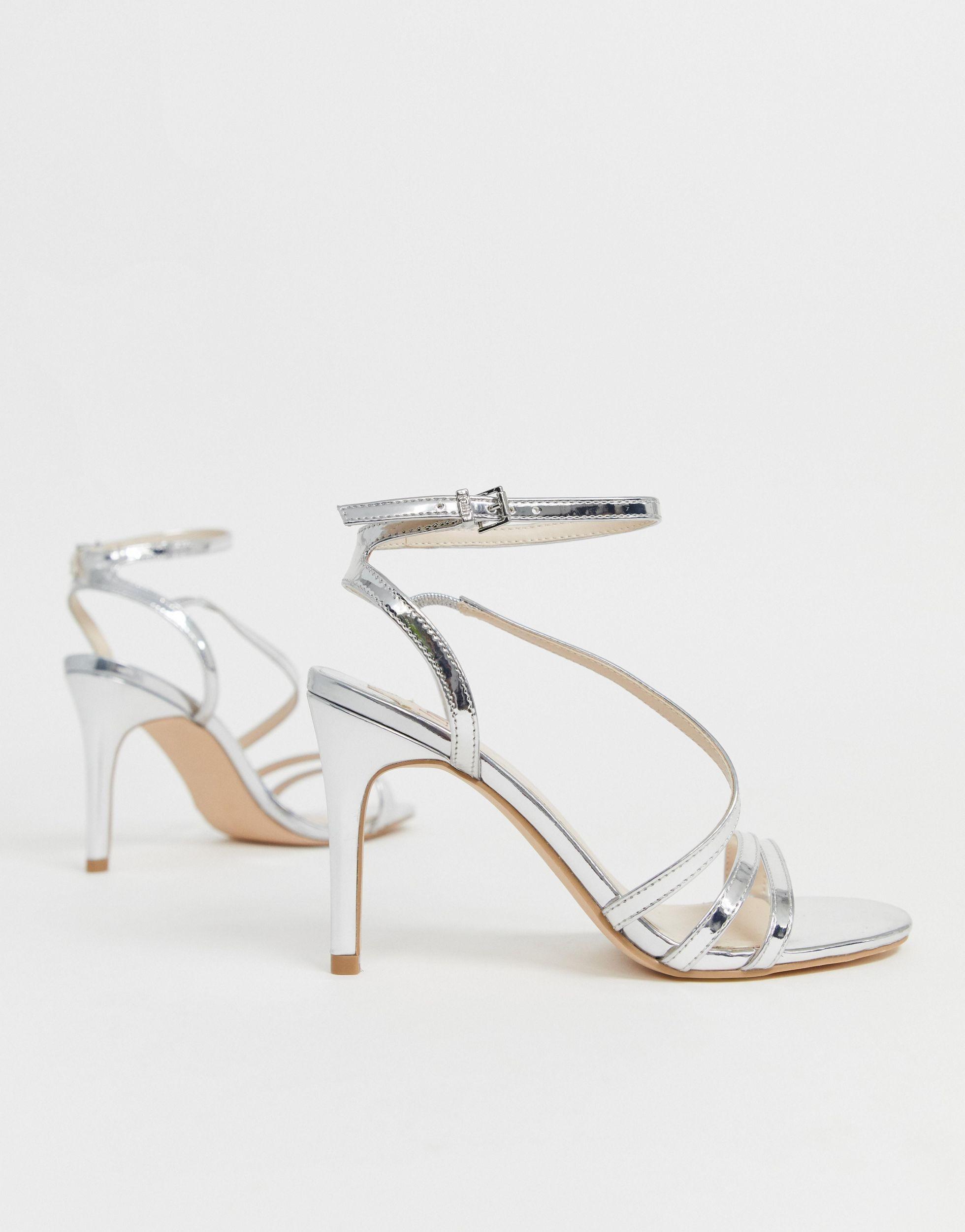 Faith Delly Silver Heeled Sandals in 