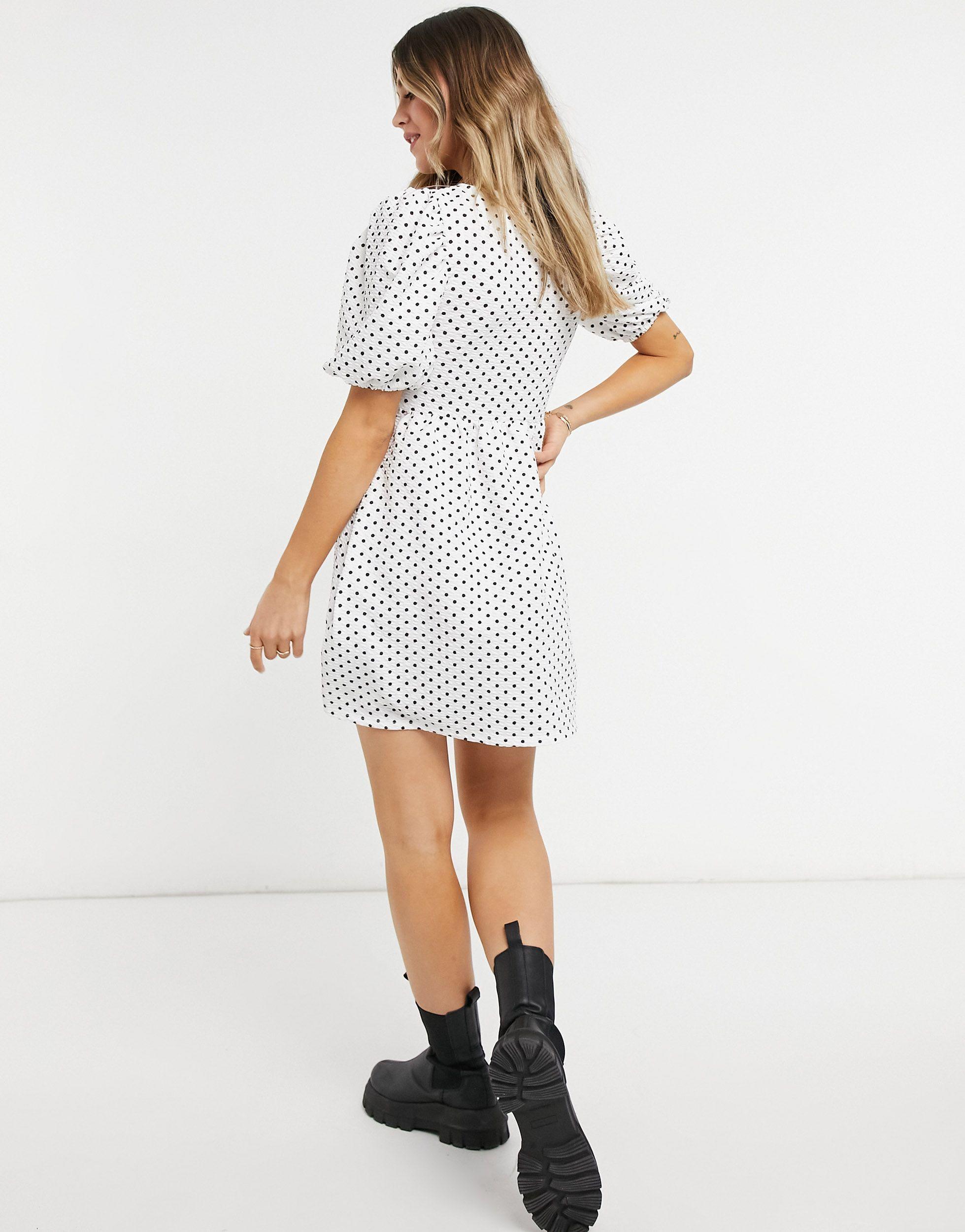 TOPSHOP Polka Dot Babydoll Dress | Lyst