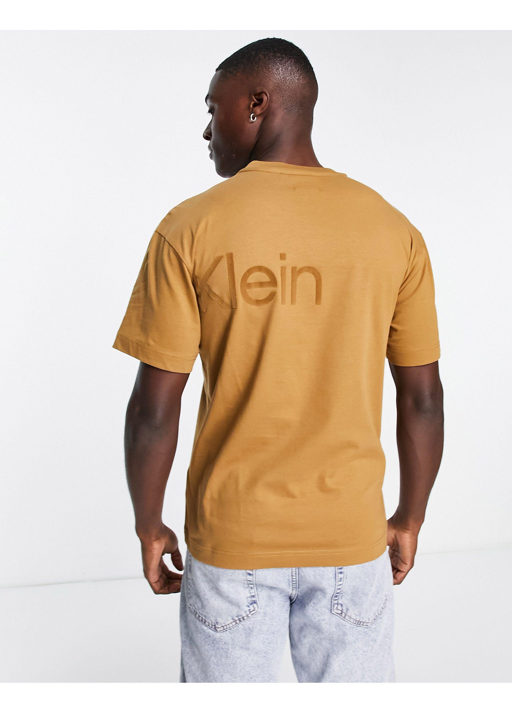 Calvin Klein Large Flock Logo Comfort Cotton T-shirt in Natural for Men |  Lyst