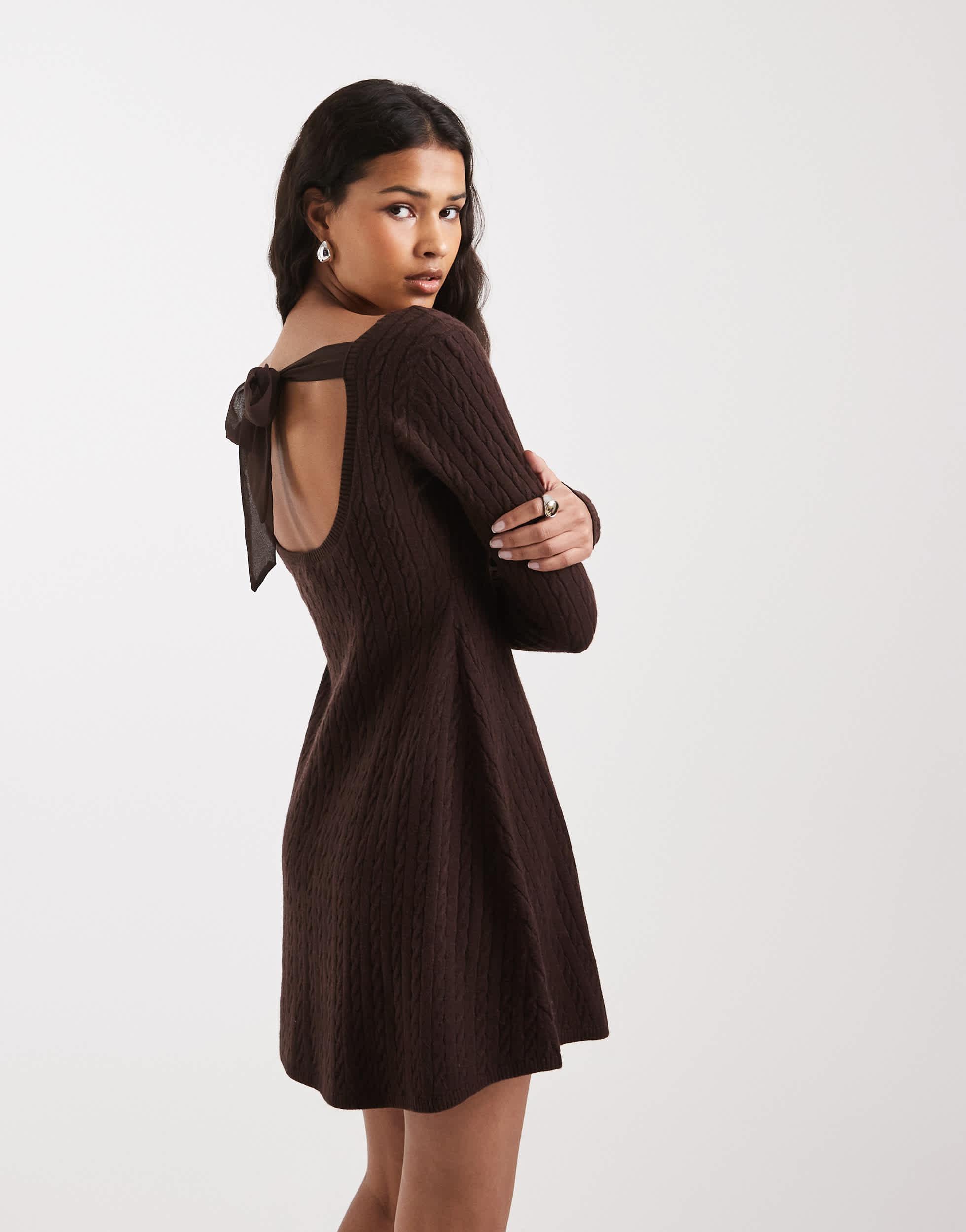 samana babydoll mini dress in check dark brown Sanaly Mini Dress in Mini Gingham Brown , Frill , Loose Fit main image 1