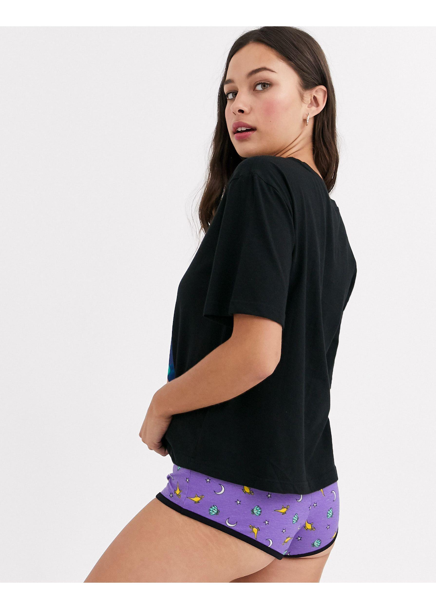 ASOS Disney Princess Jasmine Tee & Short Pyjama Set in Black | Lyst