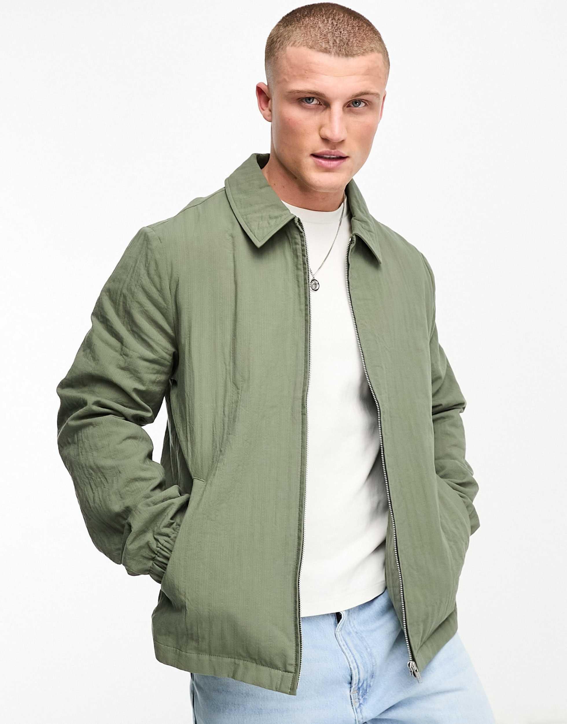 Blouson harrington oversize leger et texture kaki ASOS pour homme en coloris Vert Lyst