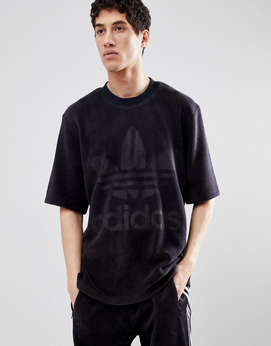 adidas Originals Adicolor Velour T-shirt In Oversized Fit In Black Cy3548  for Men - Lyst
