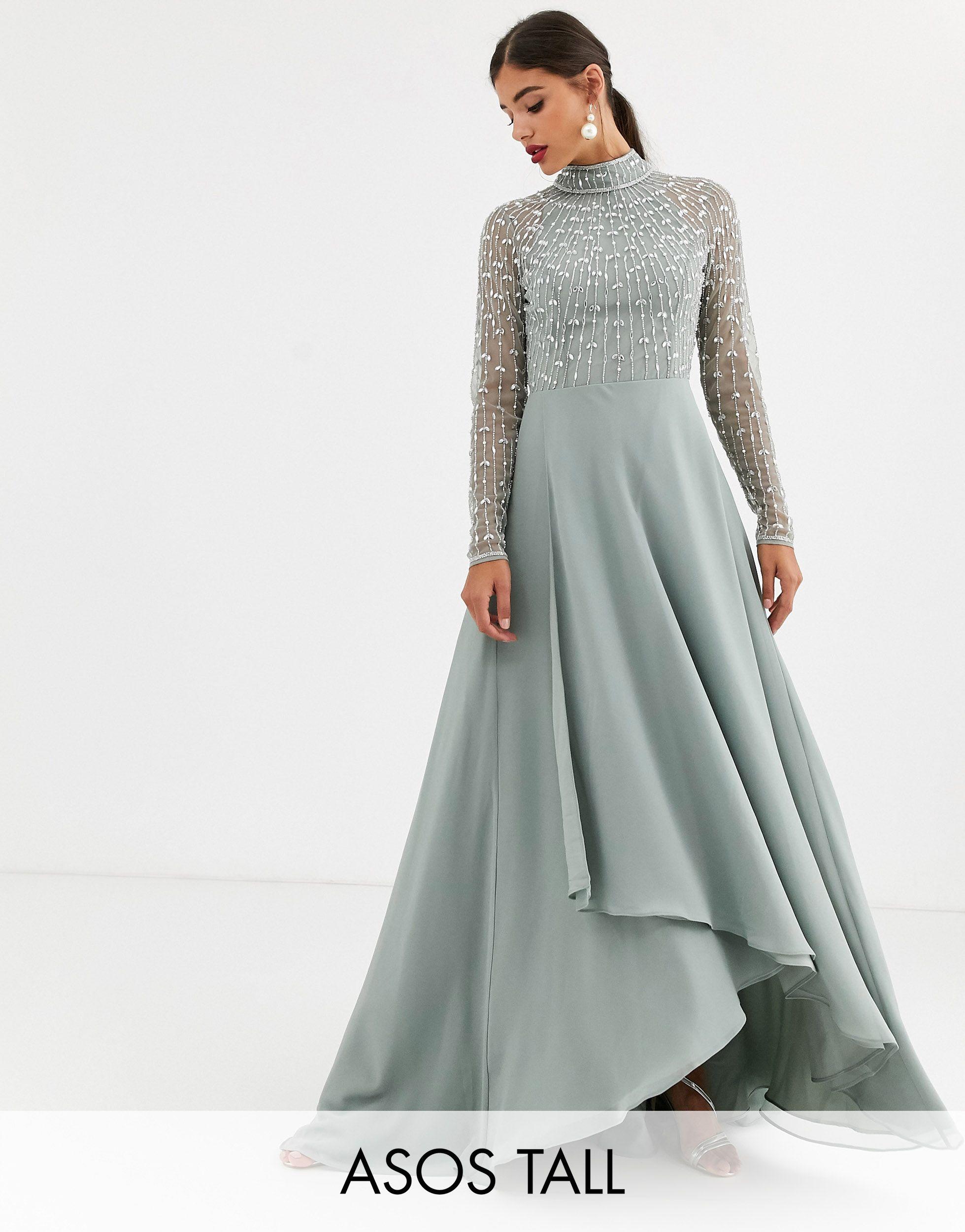 embellished green maxi dress
