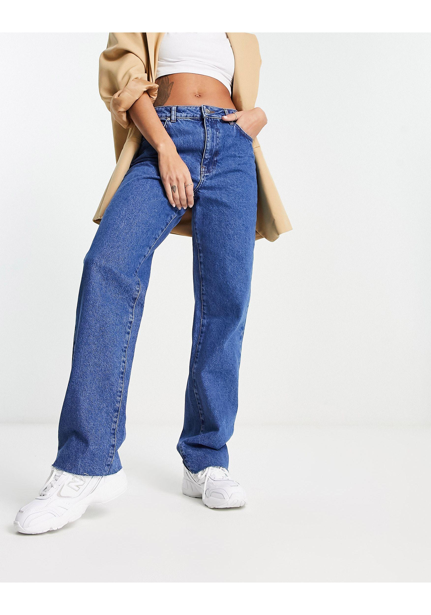 NA-KD X Rianne Meijer Straight Jeans With Raw Him in Blue | Lyst