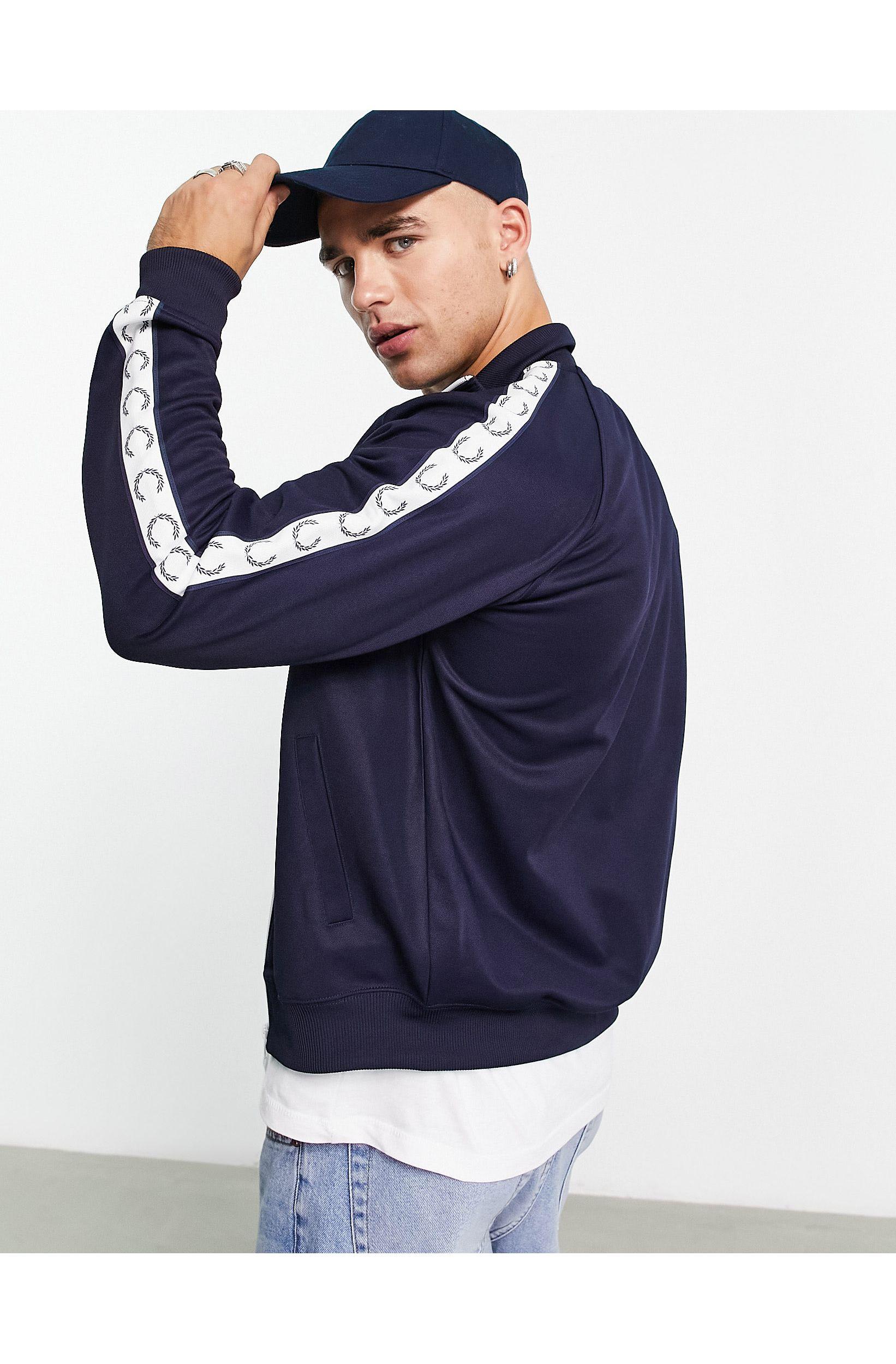 Fred Perry Taped Track Jacket in Blue for Men | Lyst