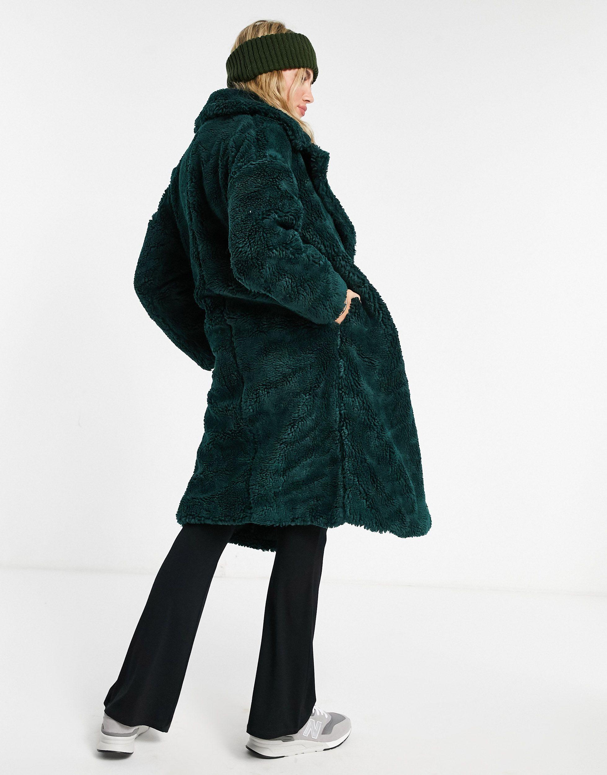 Topshop green borg coat sale
