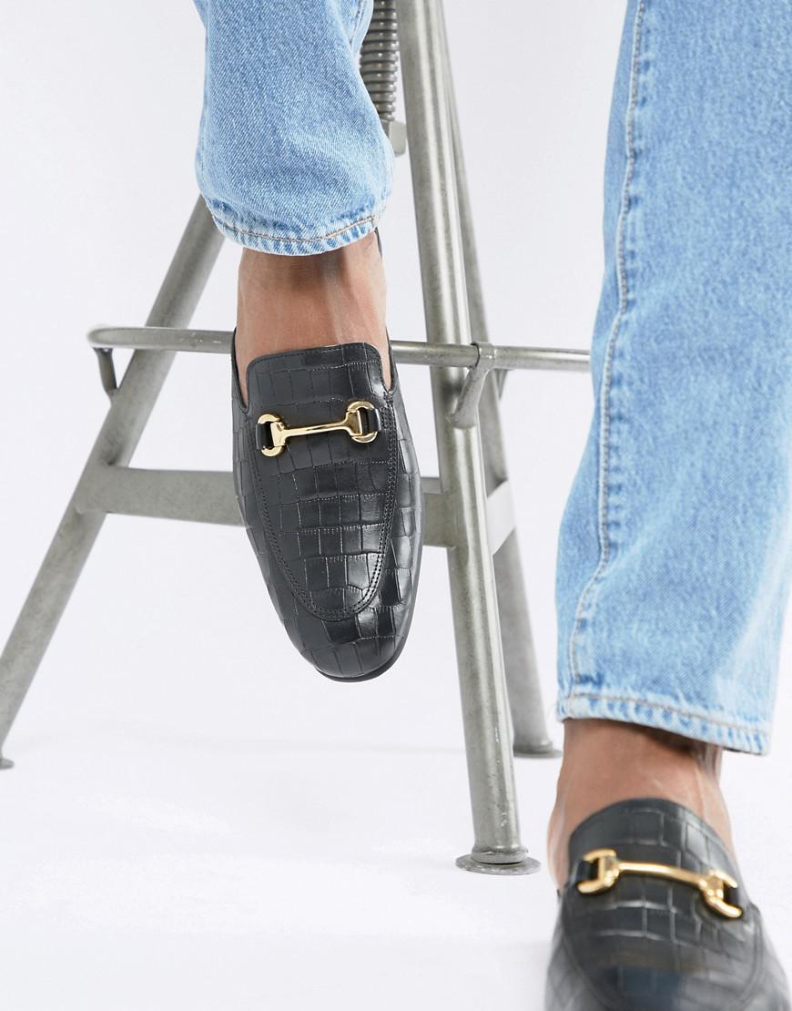 mens leather backless loafers