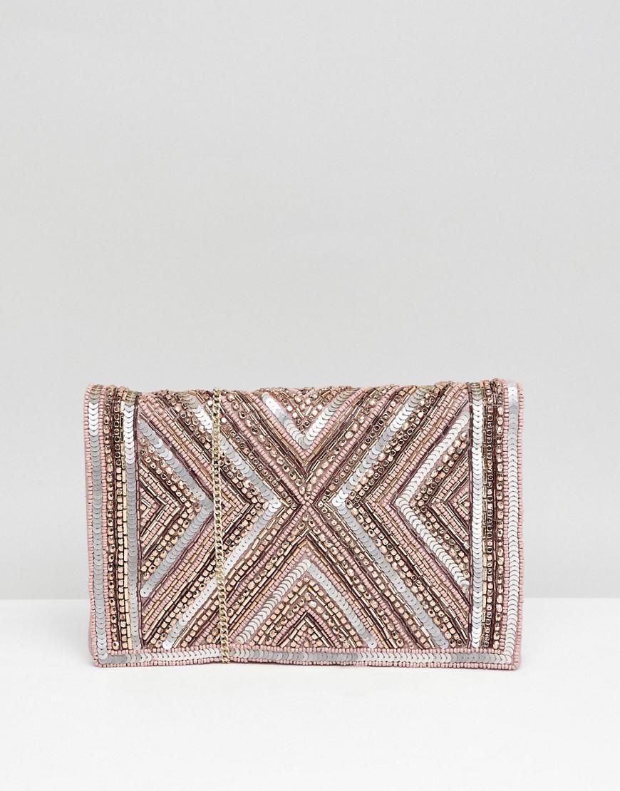 accessorize pink clutch bag